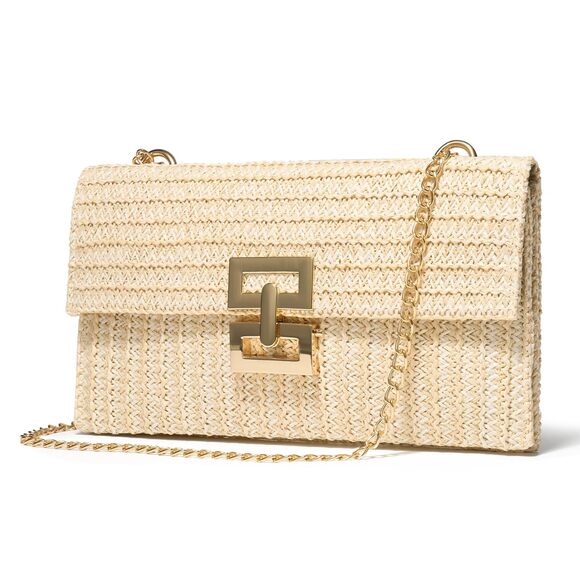 Handbags - 8309 Straw Purse Woven Beach Bag Summer Straw Clutch Purse Boho Crossbody